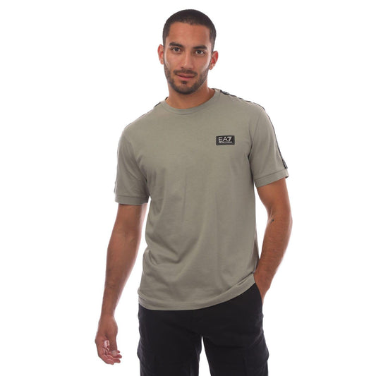 Grey - Front - Emporio Armani Mens EA7 Logo Taped T-Shirt