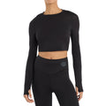 Black - Lifestyle - Umbro Womens-Ladies Pro Training Long-Sleeved Crop Top