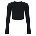 Black - Front - Umbro Womens-Ladies Pro Training Long-Sleeved Crop Top