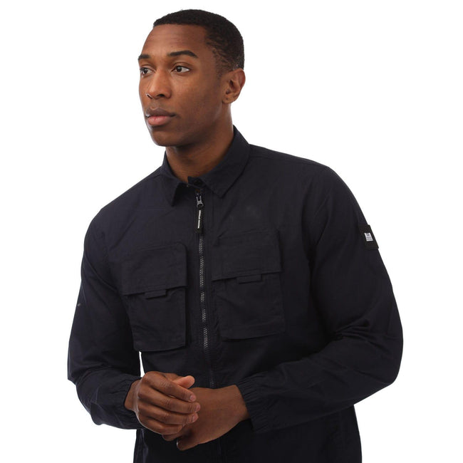 Navy - Side - Weekend Offender Mens Jack Cotton Overshirt