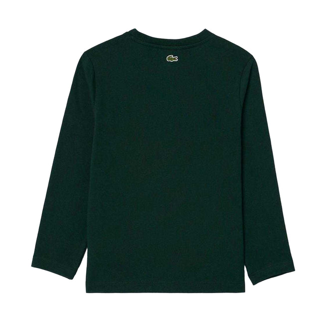 Green - Back - Lacoste Childrens-Kids Crocodile Print Heavy Cotton T-Shirt