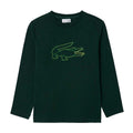 Green - Front - Lacoste Childrens-Kids Crocodile Print Heavy Cotton T-Shirt