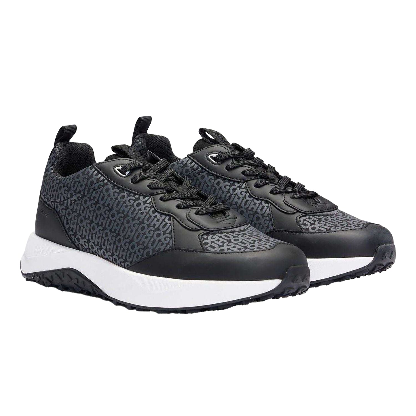 Black - Pack Shot - Hugo Boss Mens Repeat Logo Material Mix Trainers