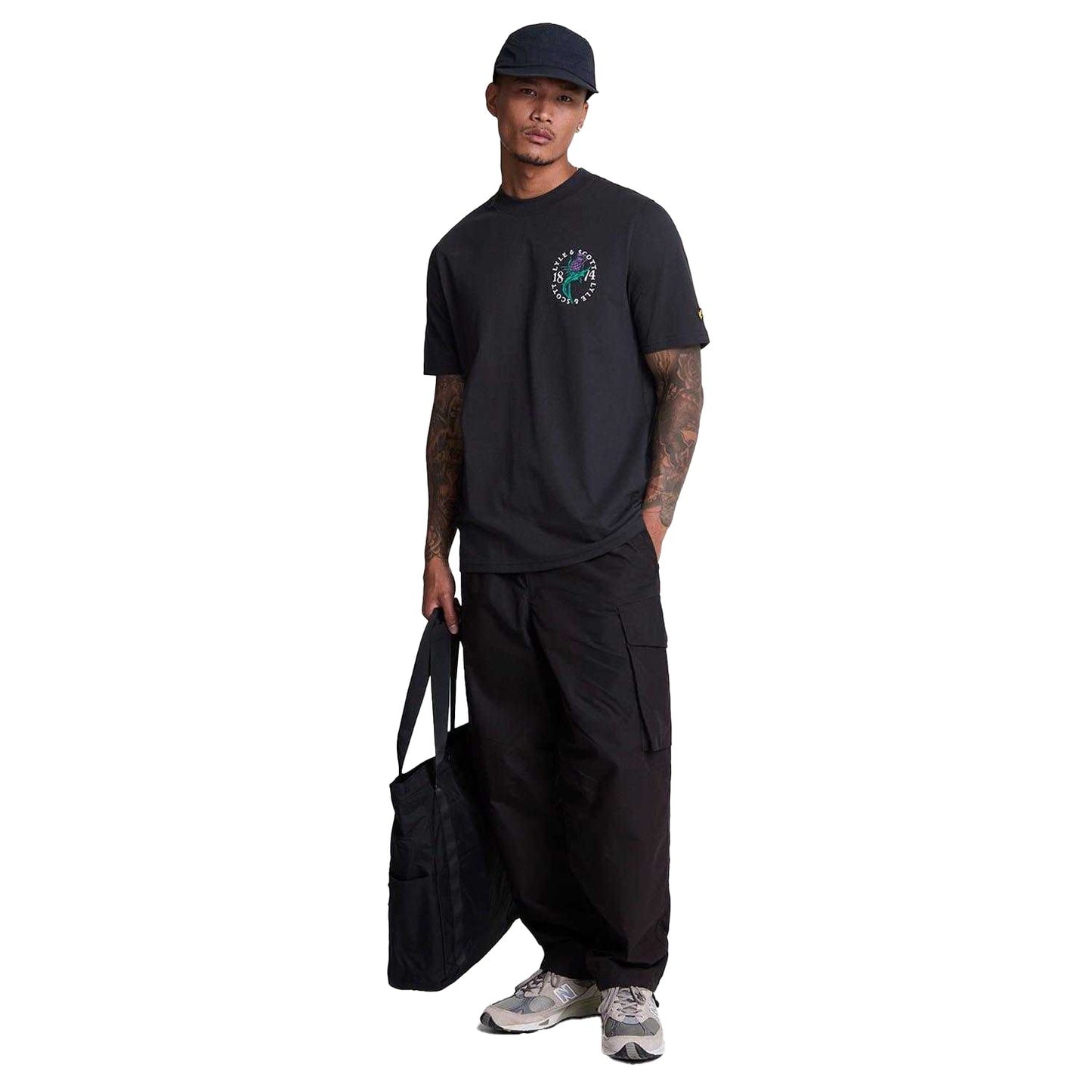 Black - Pack Shot - Lyle & Scott Mens Thistle Back Print T-Shirt