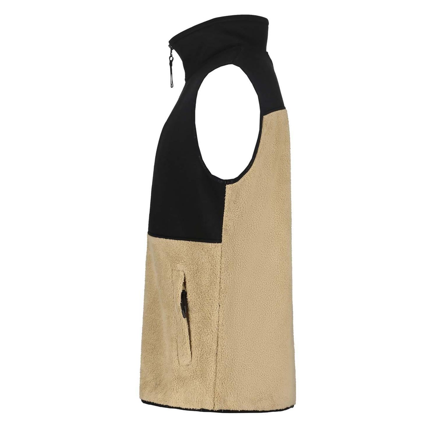Black-Beige - Side - Icepeak Mens Alger Fleece Full Zip Gilet
