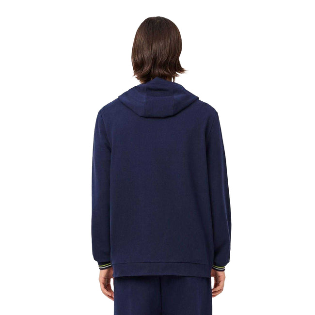 Navy - Back - Lacoste Mens Fleece Lounge Hoodie