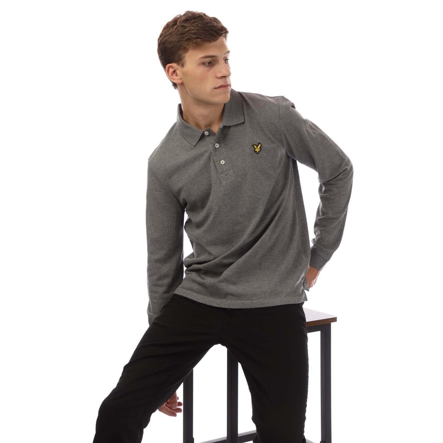 Grey - Lifestyle - Lyle & Scott Mens Long-Sleeved Polo Shirt