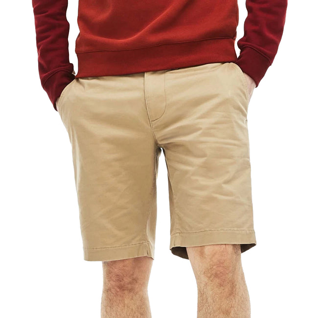 Beige - Back - Lacoste Mens Cotton Stretch Slim Casual Shorts