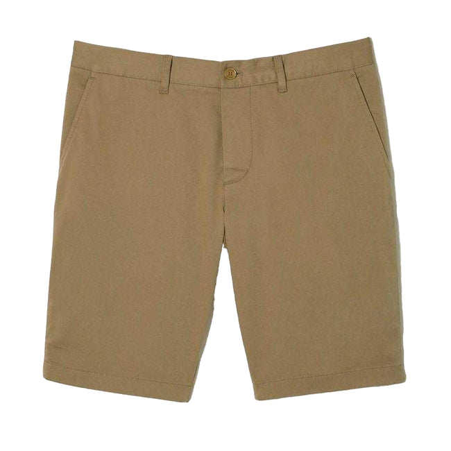 Brown - Front - Lacoste Mens Cotton Stretch Slim Casual Shorts