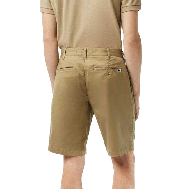 Brown - Back - Lacoste Mens Cotton Stretch Slim Casual Shorts