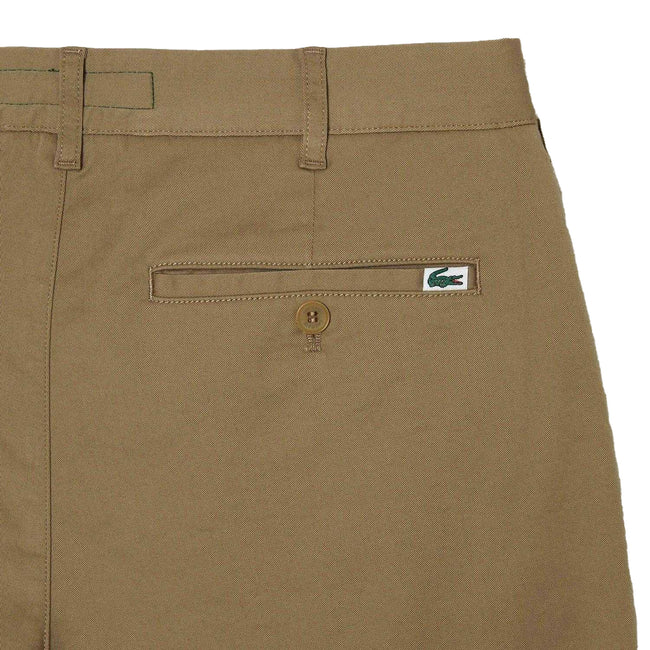 Brown - Pack Shot - Lacoste Mens Cotton Stretch Slim Casual Shorts