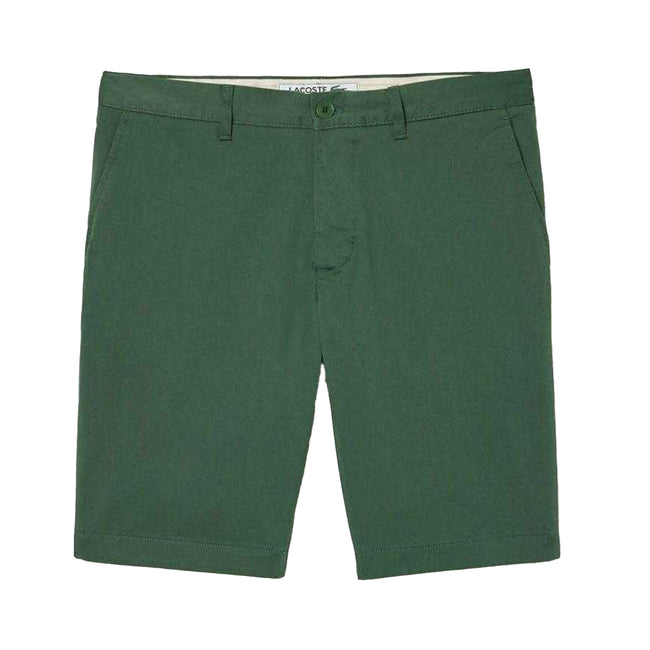 Green - Front - Lacoste Mens Cotton Stretch Slim Casual Shorts