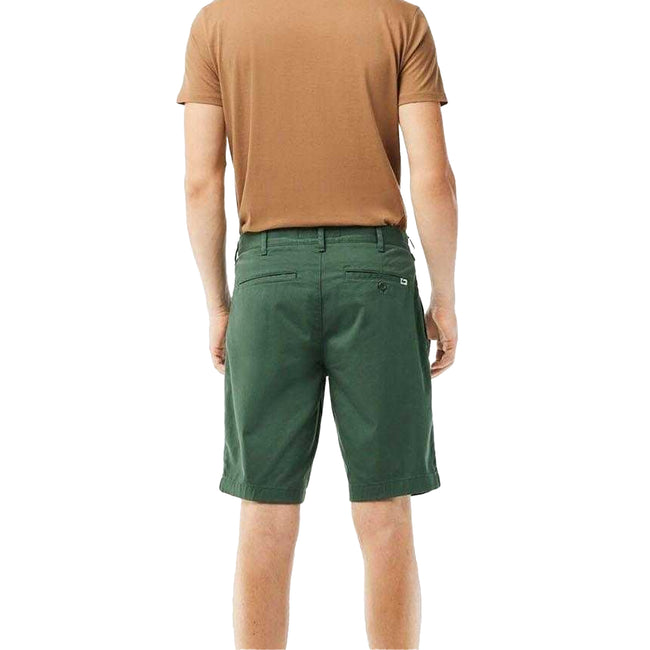 Green - Back - Lacoste Mens Cotton Stretch Slim Casual Shorts