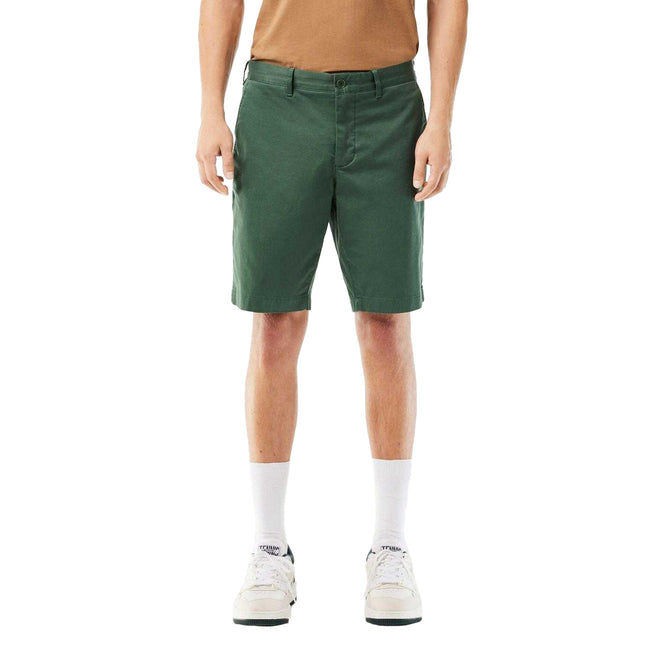 Green - Side - Lacoste Mens Cotton Stretch Slim Casual Shorts