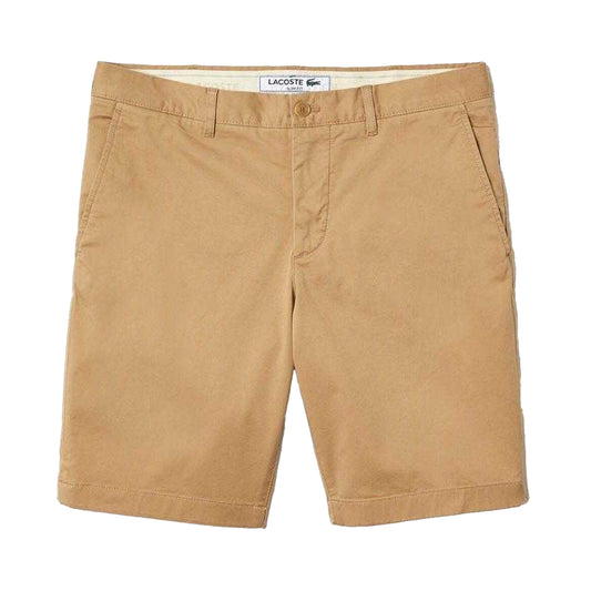 Beige - Front - Lacoste Mens Cotton Stretch Slim Casual Shorts