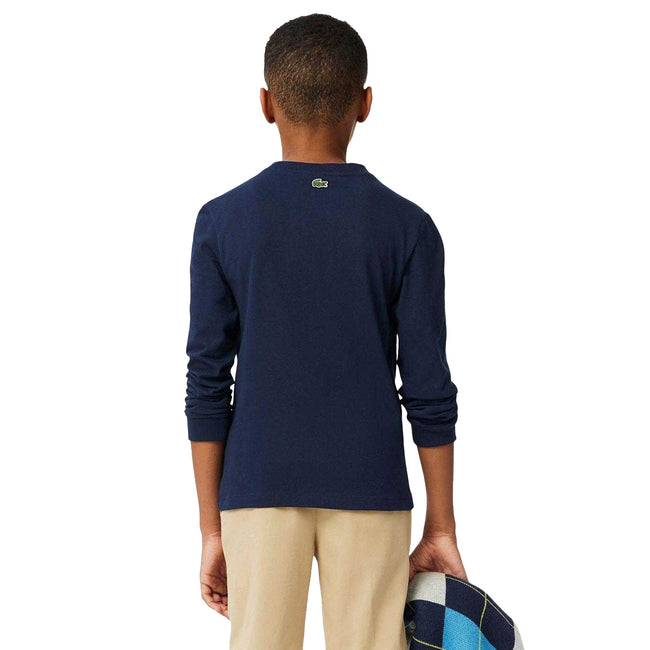Navy - Lifestyle - Lacoste Childrens-Kids Print Heavy Cotton Badge T-Shirt