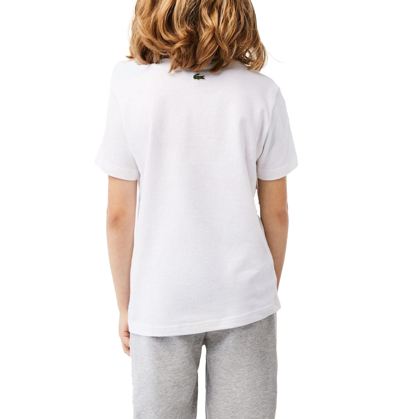 White - Lifestyle - Lacoste Childrens-Kids Contrast Logo Cotton Jersey T-Shirt