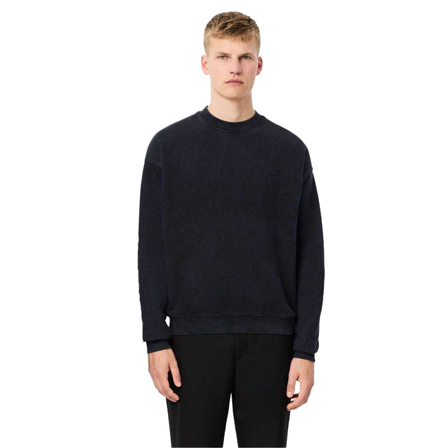 Black - Side - Lacoste Unisex Adult Fleece Washed Loose Sweatshirt