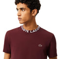 Maroon Red - Side - Lacoste Mens Pique Jacquard T-Shirt