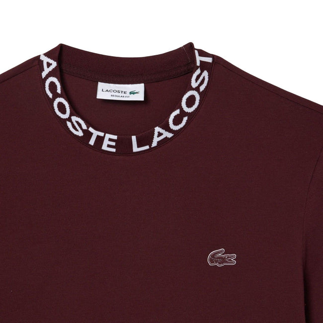 Maroon Red - Lifestyle - Lacoste Mens Pique Jacquard T-Shirt