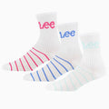 White - Back - Lee Womens-Ladies Contrast Striped Sports Socks (Pack of 3)