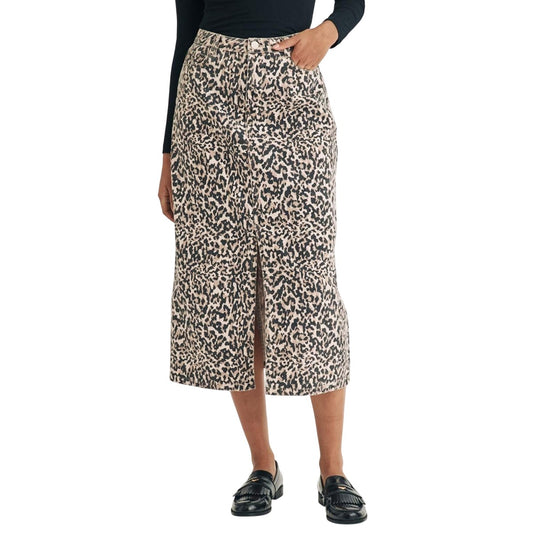 Brown - Front - Nobody´s Child Womens-Ladies Column Leopard Print Denim Midi Skirt