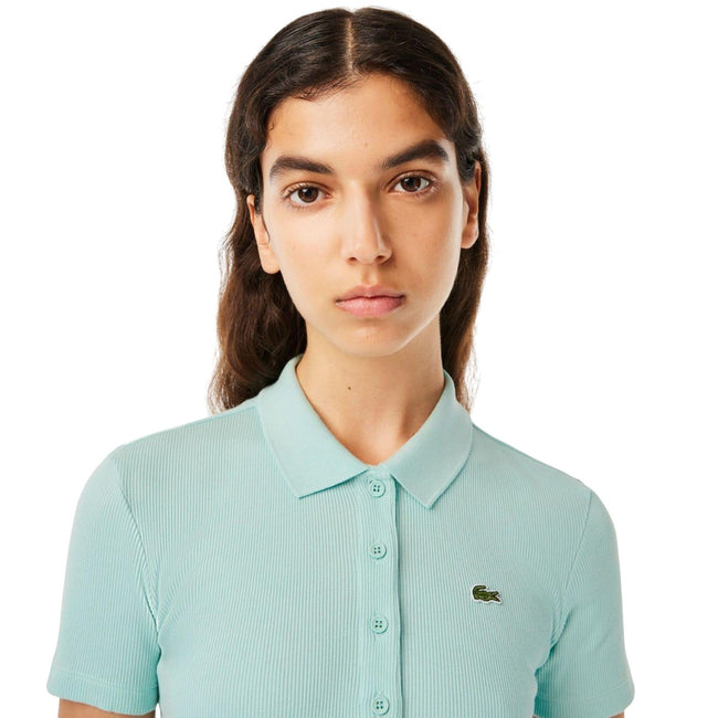 Mint - Side - Lacoste Womens-Ladies L.12.D Ribbed Slim Polo Shirt