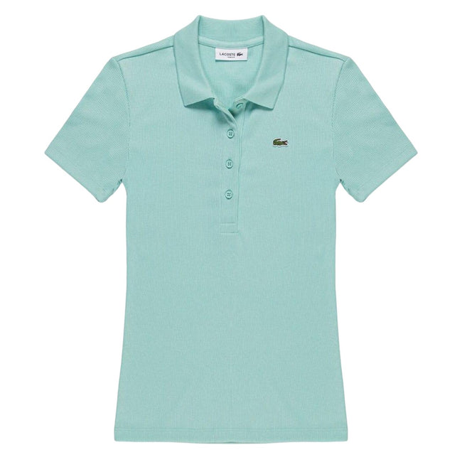 Mint - Front - Lacoste Womens-Ladies L.12.D Ribbed Slim Polo Shirt