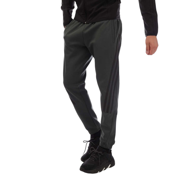Green - Front - Adidas Mens Future Icons 3 Stripes Jogging Bottoms