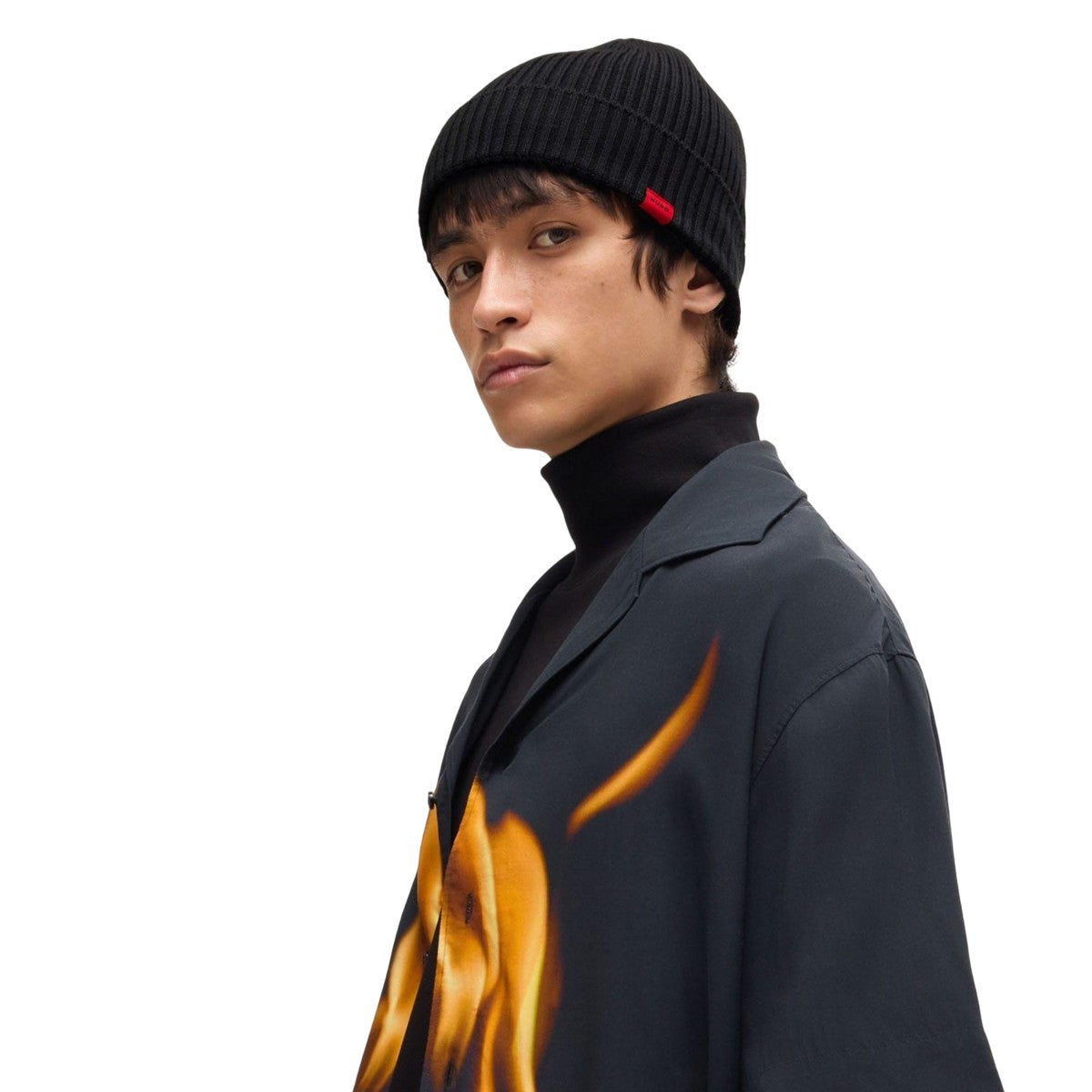 Black - Side - Hugo Xush Logo Beanie