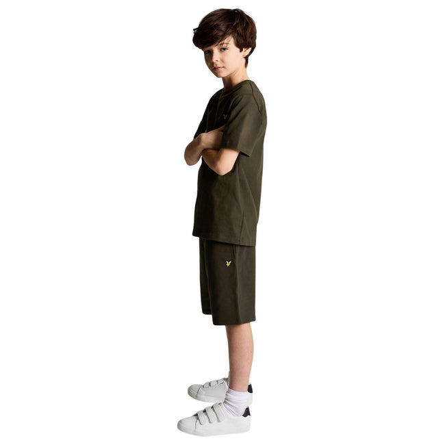 Olive - Side - Lyle & Scott Childrens-Kids Cotton Sweat Shorts