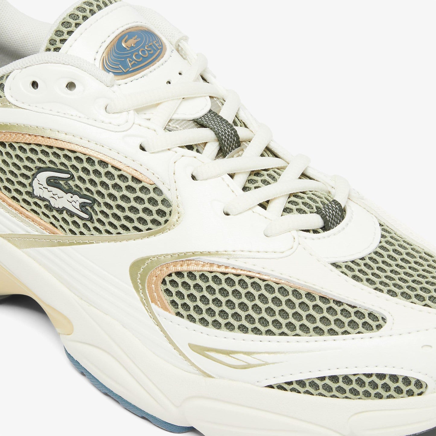 Khaki Green - Close up - Lacoste Mens Storm 96 2K Synthetic Leather Trainers