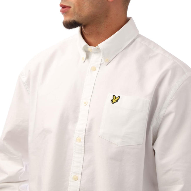 White - Side - Lyle & Scott Mens Plain Oxford Shirt