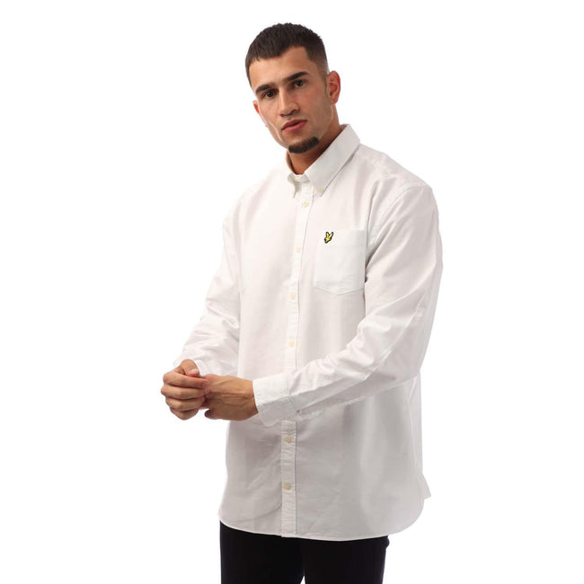 White - Front - Lyle & Scott Mens Plain Oxford Shirt