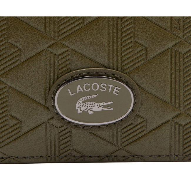 Green - Side - Lacoste Nomogramme Logo Leather Wallet