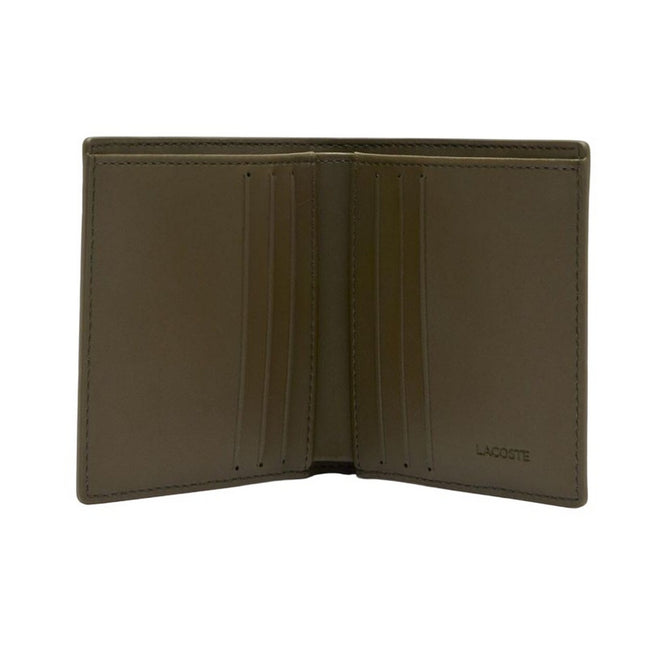 Green - Back - Lacoste Nomogramme Logo Leather Wallet