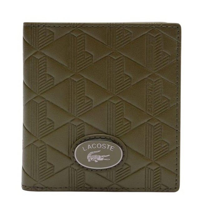 Green - Front - Lacoste Nomogramme Logo Leather Wallet