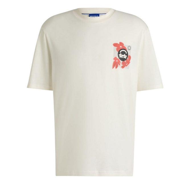 White - Front - Hugo Mens Nufloro Logo T-Shirt