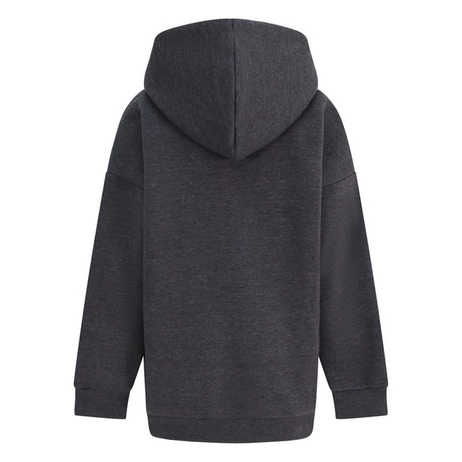 Grey - Back - Blank Essentials Childrens-Kids Fleece Pull Over Hoodie