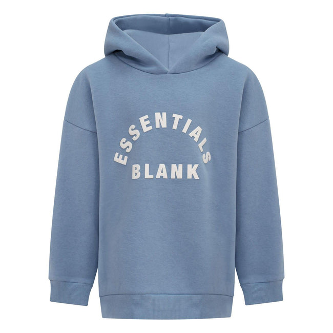 Blue - Front - Blank Essentials Childrens-Kids Fleece Pull Over Hoodie
