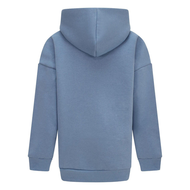 Blue - Back - Blank Essentials Childrens-Kids Fleece Pull Over Hoodie