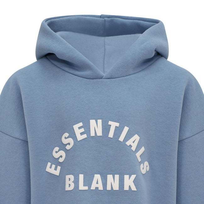 Blue - Side - Blank Essentials Childrens-Kids Fleece Pull Over Hoodie