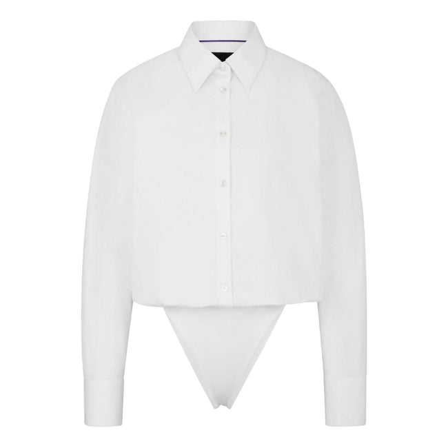 White - Front - Boss Womens-Ladies Naomi X Cotton Bodysuit