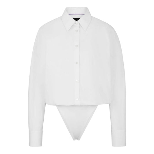White - Front - Boss Womens-Ladies Naomi X Cotton Bodysuit