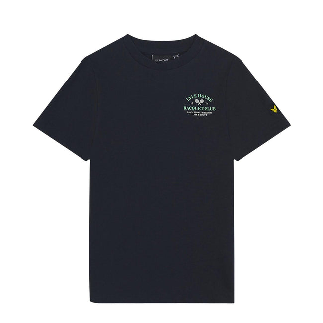 Navy - Front - Lyle & Scott Childrens-Kids Racquet Club Graphic T-Shirt