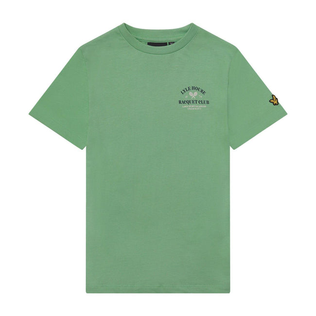 Green - Front - Lyle & Scott Childrens-Kids Racquet Club Graphic T-Shirt