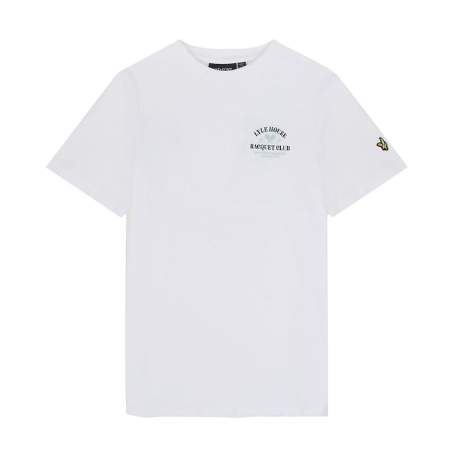 White - Front - Lyle & Scott Childrens-Kids Racquet Club Graphic T-Shirt