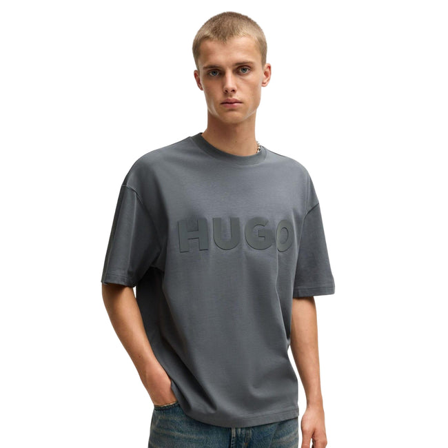 Grey - Pack Shot - Hugo Mens Dinkee Tonal Logo T-Shirt