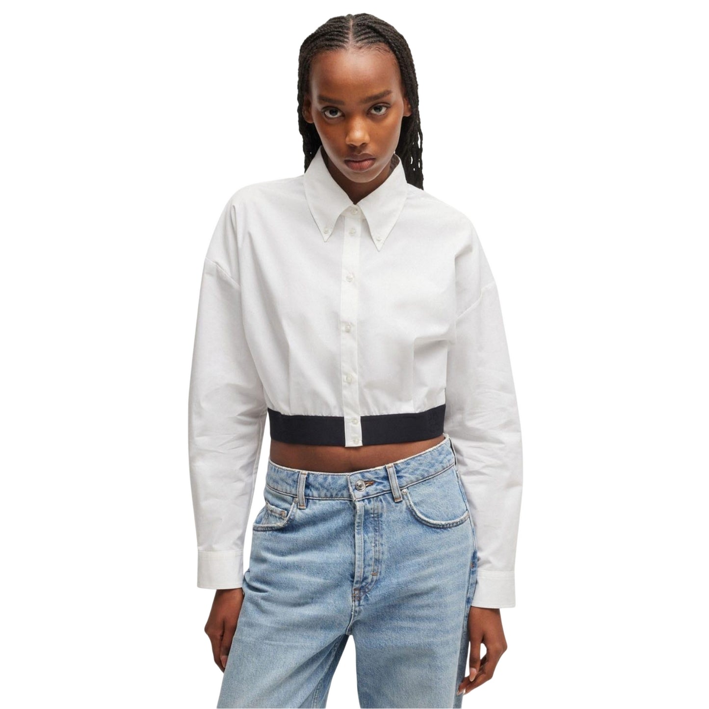 White - Lifestyle - Hugo Womens-Ladies Evesia Relaxed Fit Blouse