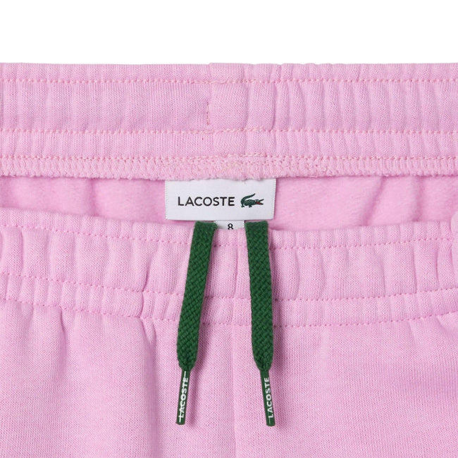 Pink - Side - Lacoste Childrens-Kids Fleece Jogging Bottoms